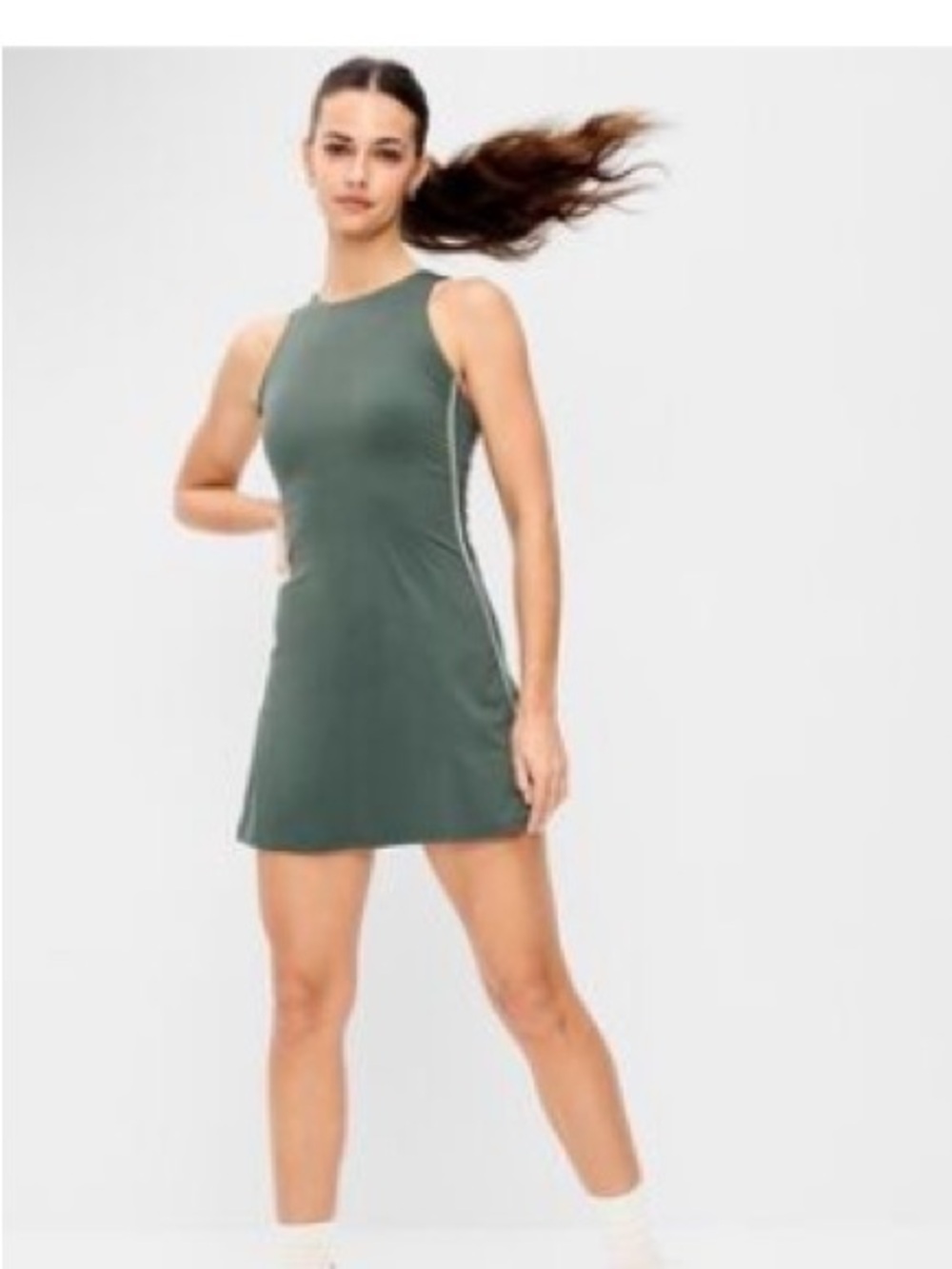 Old Navy Studio Smooth Green Sleeveless Athletic Dress under shorts bodysuit NWT